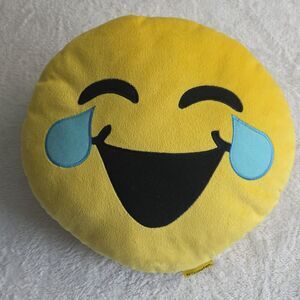 Emojination Decorative Pillow 13" Laughing Face Emoji Yellow Plush